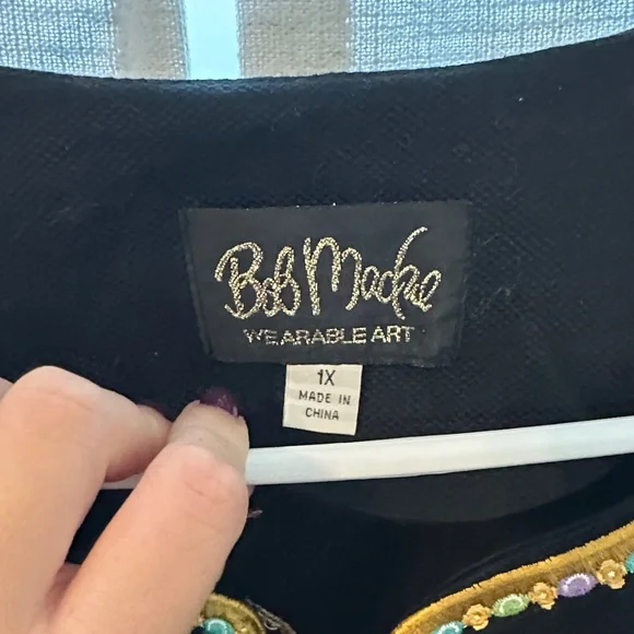 Bob Mackie Black Blazer with Gold and Multicolor Elephant Embroidery - Picture 5 of 6